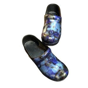 Dansko Women's Professional Clog Blue Brushed Patent Comfort Arch Support 38